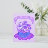 Lila Cupcake~Good Gift Scripte Postkarte (Stehend Vorderseite)