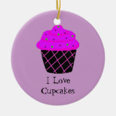 Lila Cupcake Keramikornament (Vorne)