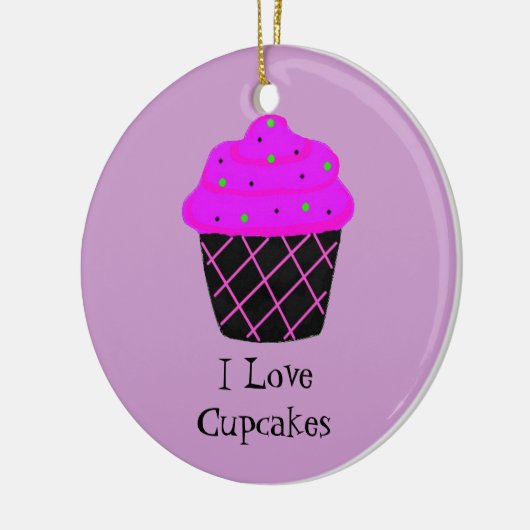 Lila Cupcake Keramikornament (Links)