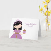 Lila Cupcake Princess Geburtstag Karte (Gelbe Blume)