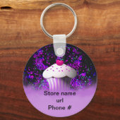 Lila Cupcake Schlüsselanhänger Werbung für Ihr Unt (Vorderseite)