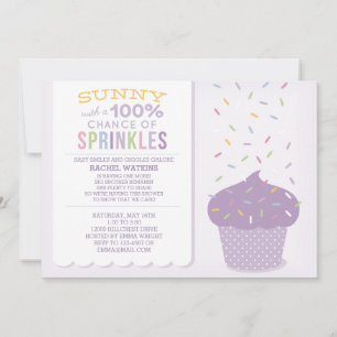 Lila Cupcake Sprinkles Kinderdusche Einladung
