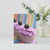 Lila Cupcakes Postkarte (Stehend Vorderseite)