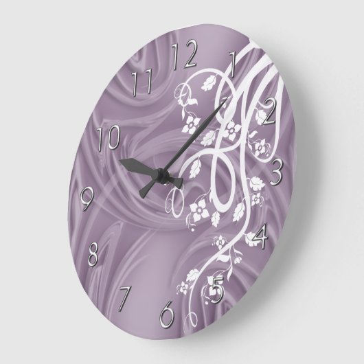 Lila Curlen mit Filigrel und Blütenblättern Große Wanduhr (Winkel)