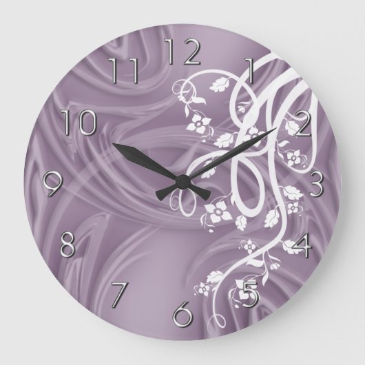 Lila Curlen mit Filigrel und Blütenblättern Große Wanduhr (Vorderseite)