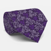 Lila Curls Vintage Blumenmuster Krawatte (Gerollt)