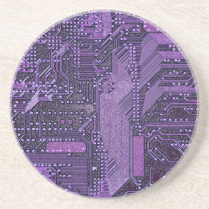 Lila Cyber-Schaltplatine Tech-Kunst Elektronik Getränkeuntersetzer