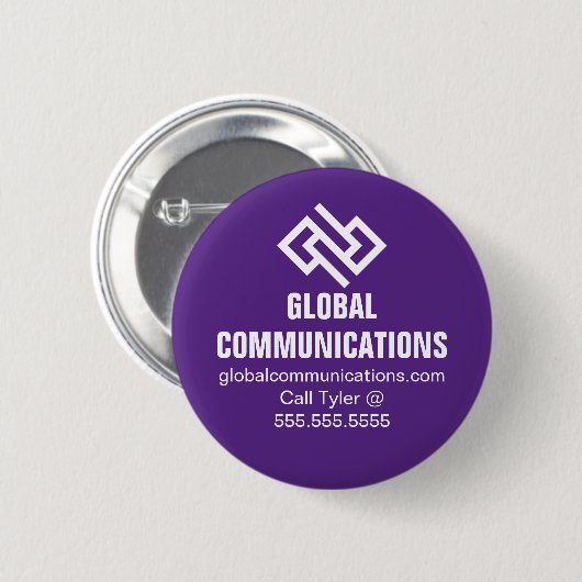 Lila Cyber Technologie Computer Unternehmen Custom Button (Vorne & Hinten)