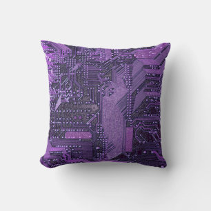 Lila Cyberschalttafel Tech Art Electronics Kissen