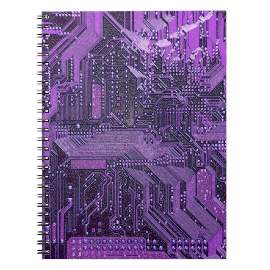 Lila Cyberschalttafel Tech Art Electronics Notizblock (Vorderseite)