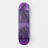 Lila Cyberschalttafel Tech Art Electronics Skateboard (Vorderseite)