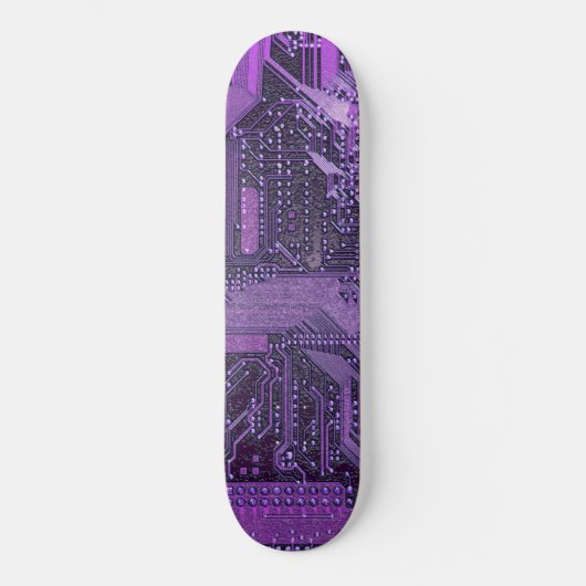 Lila Cyberschalttafel Tech Art Electronics Skateboard (Vorderseite)
