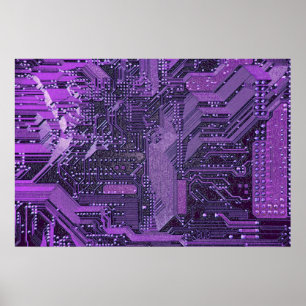 Lila Cyberschalttafel Tech Electronics Poster