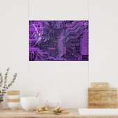 Lila Cyberschalttafel Tech Electronics Poster (Küche)