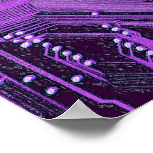 Lila Cyberschalttafel Tech Electronics Poster (Ecke)