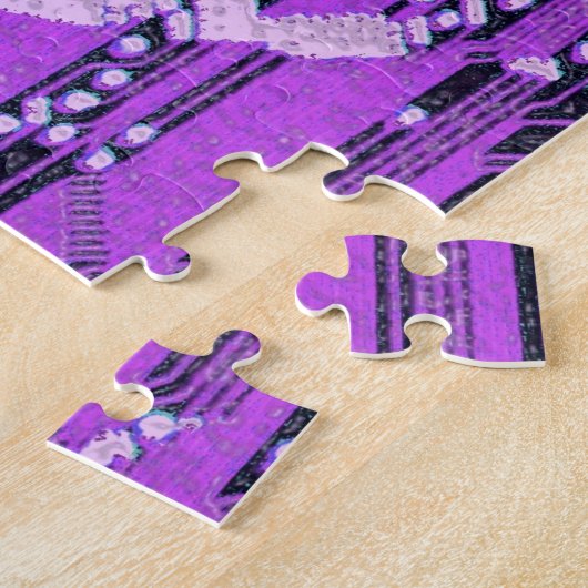 Lila Cyberschalttafel Tech Electronics Puzzle (Seite)