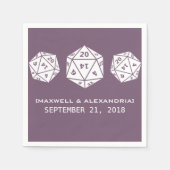 Lila D20 Dice Gamer Wedding Paper Napkins Serviette (Vorderseite)