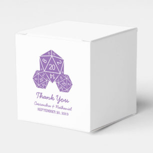 Lila D20-Würfel-Gastgeschenk Hochzeit Geschenkschachtel