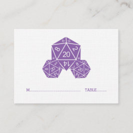Lila D20-Würfel-Hochzeitsstimmung Platzkarte