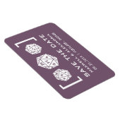 Lila D20-Würfel speichert das Datumsfenster Magnet (Rechte Seite)