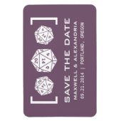 Lila D20-Würfel speichert das Datumsfenster Magnet (Vertikal)