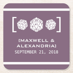 Lila D20-Würfel-Untersetzer Rechteckiger Pappuntersetzer