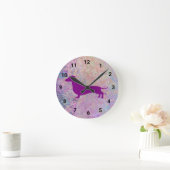 Lila Dackel aus Pastel-Marmor Runde Wanduhr (Zuhause)