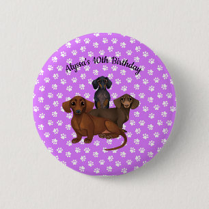 Lila Dackel-Button-Pin Button