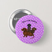 Lila Dackel-Button-Pin Button (Vorne & Hinten)