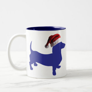 Lila Dackel - Und-Santa-Hat Zweifarbige Tasse