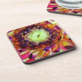 Lila Dahlia abstrakte Blume Kunst Getränkeuntersetzer (Linke Seite)