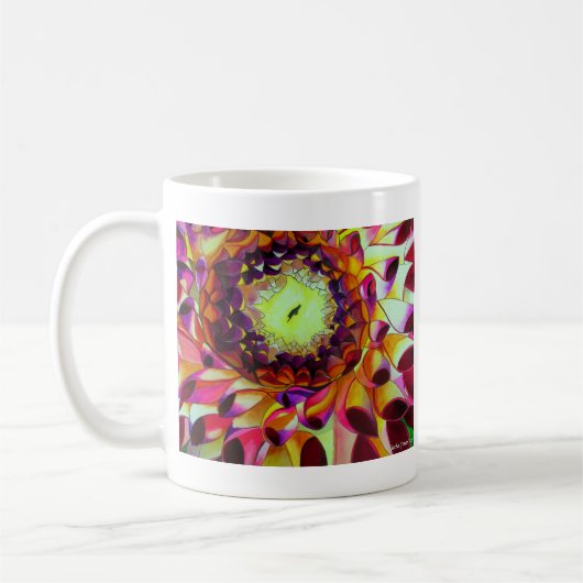 Lila Dahlia abstrakte Blume Kunst Kaffeetasse (Links)