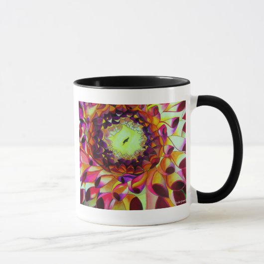 Lila Dahlia abstrakte Blume Kunst Tasse (Rechts)