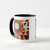 Lila Dahlia abstrakte Blume Kunst Tasse (Vorderseite Links)