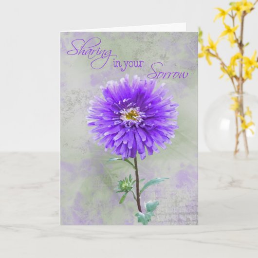 Lila Dahlia-Beileid Karte (Gelbe Blume)