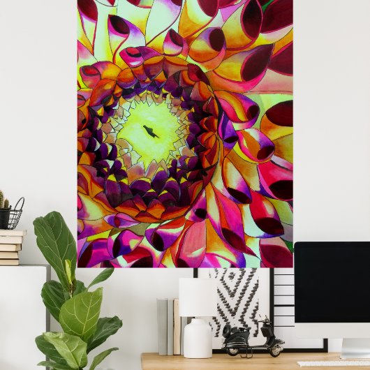 Lila Dahlia Blume Aquarell Pop Malerei Poster (Heimbüro)
