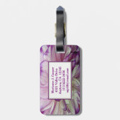 Lila Dahlia-Designmarken Gepäckanhänger (Rückseite vertikal)