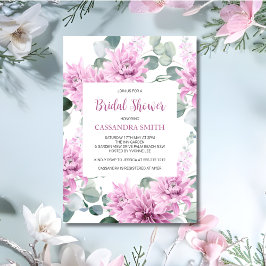 Lila Dahlia Eukalyptus Botanisches Brautparty Einladung