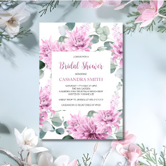 Lila Dahlia Eukalyptus Botanisches Brautparty Einladung
