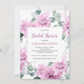 Lila Dahlia Eukalyptus Botanisches Brautparty Einladung (Vorderseite)