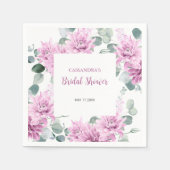 Lila Dahlia Eukalyptus Botanisches Brautparty Serviette (Vorderseite)