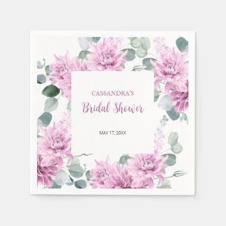 Lila Dahlia Eukalyptus Botanisches Brautparty Serviette