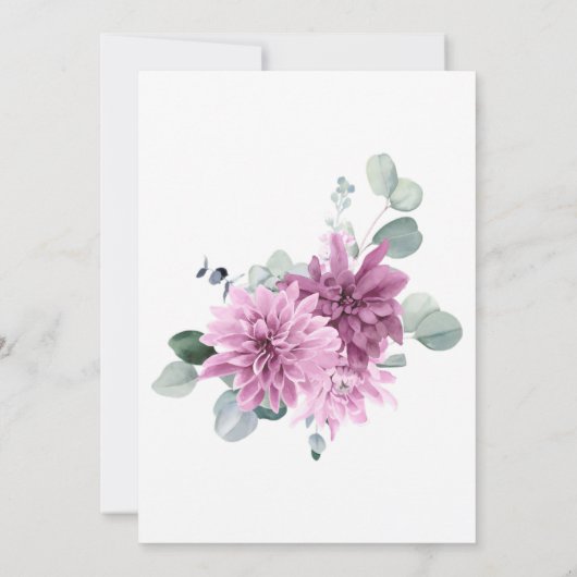 Lila Dahlia Eukalyptus Grünes Brautparty Einladung (Rückseite)