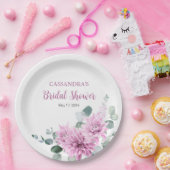 Lila Dahlia Eukalyptus Grünes Brautparty Pappteller (Party)