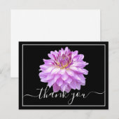 Lila Dahlia mit schwarzem Hintergrund Vielen Dank Postkarte (Vorne/Hinten)