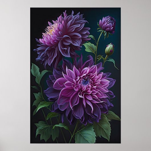 Lila Dahlias Blume Art Print Poster (Vorne)