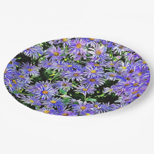 Lila Daisies Galore Pappteller (Schrägansicht)