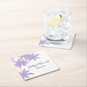 Lila Daisies Wedding Square Paper Untersetzer (Vor Ort)