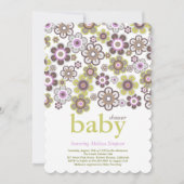 Lila Daisis Blume Blooms Baby Dusche Einladung (Vorderseite)