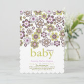 Lila Daisis Blume Blooms Baby Dusche Einladung (Stehend Vorderseite)